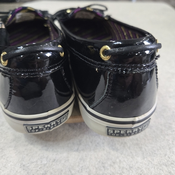 🐢 Sperry Patent Leather Black boat shoes Size 9 super shiny! - Picture 5 of 13